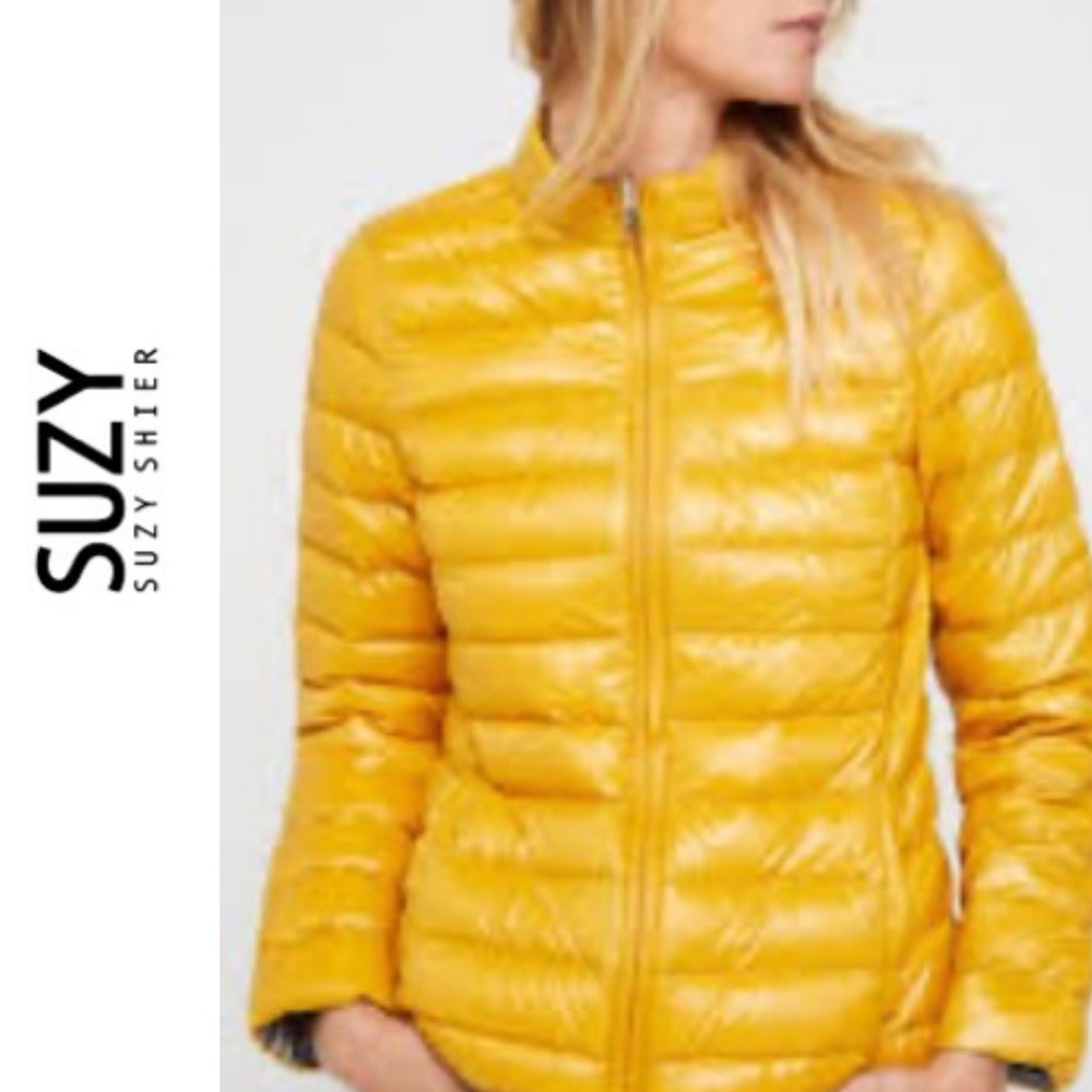 Suzy Shier Vibrant Yellow Puffer Coat